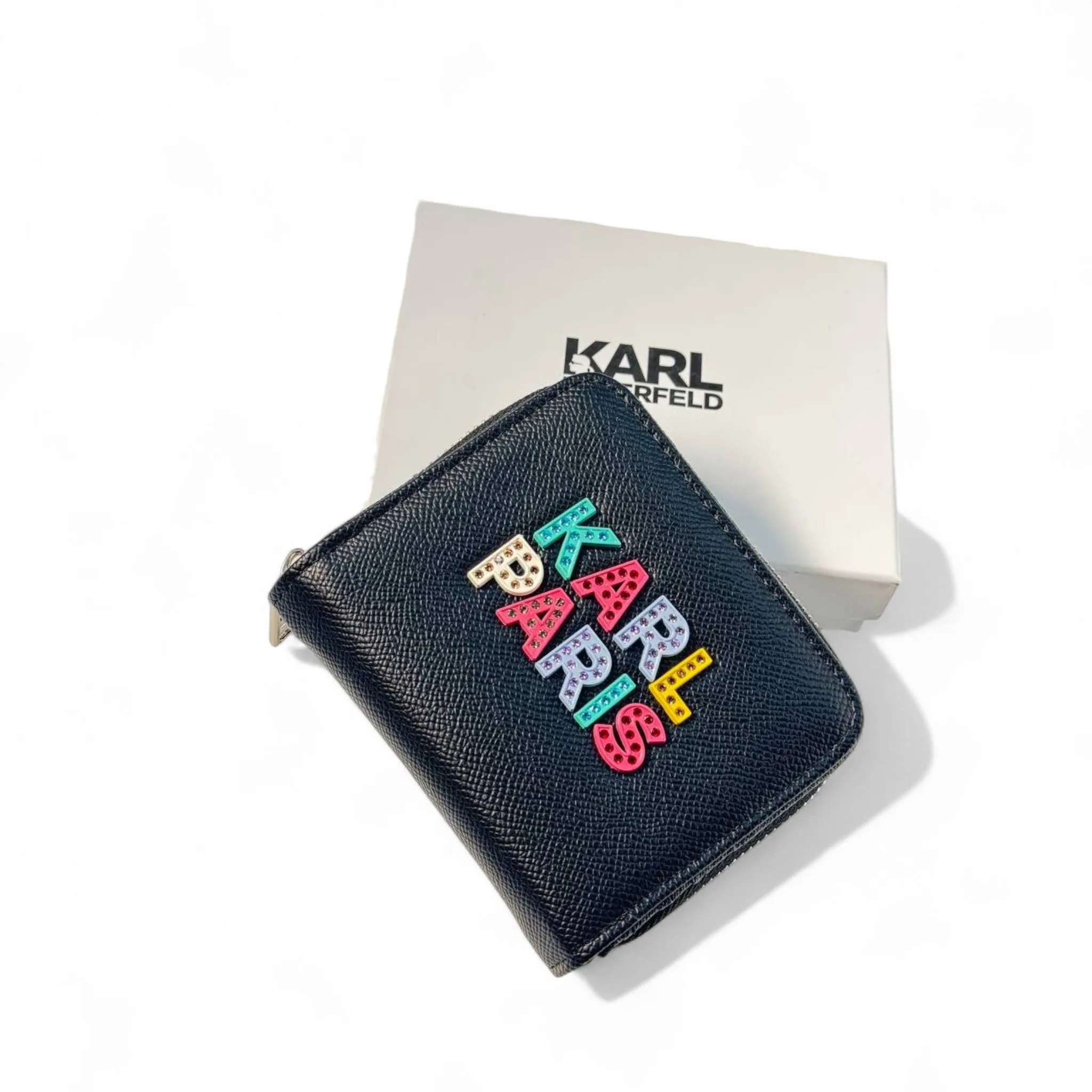 🖤 Karl Lagerfeld Paris Black Wallet – Colorful Designer Zip Wallet 🖤