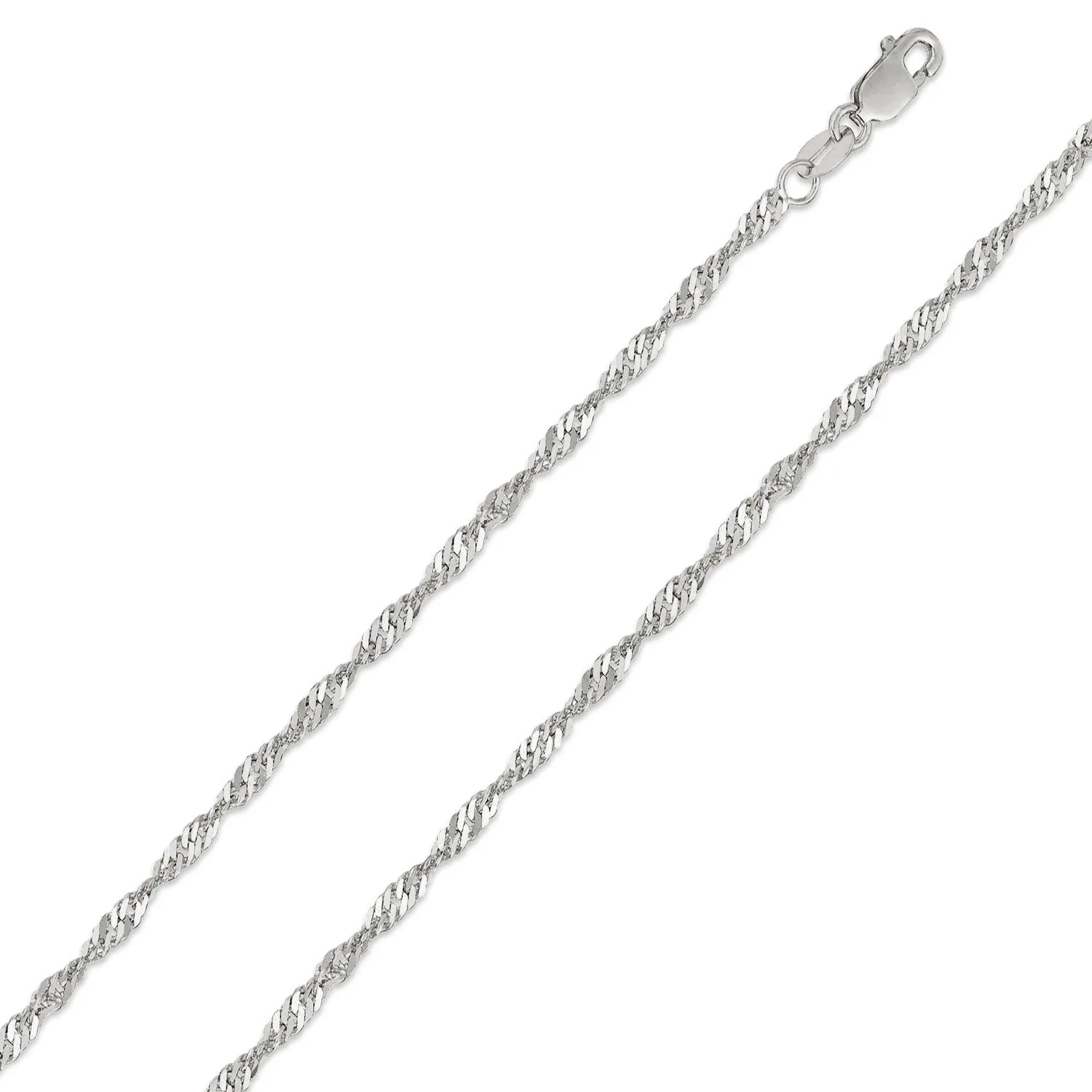 10K White Gold 1.5mm Singapore Chain