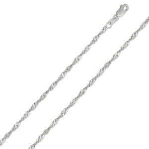 10K White Gold 1.5mm Singapore Chain