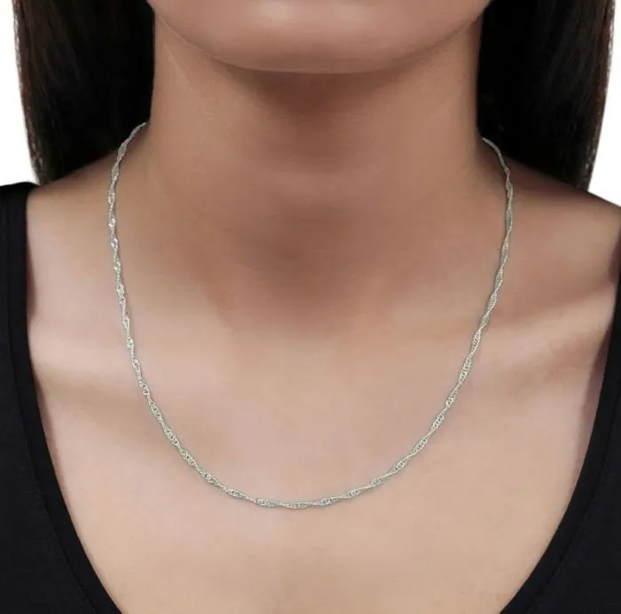 10K White Gold 1.7mm Singapore Chain