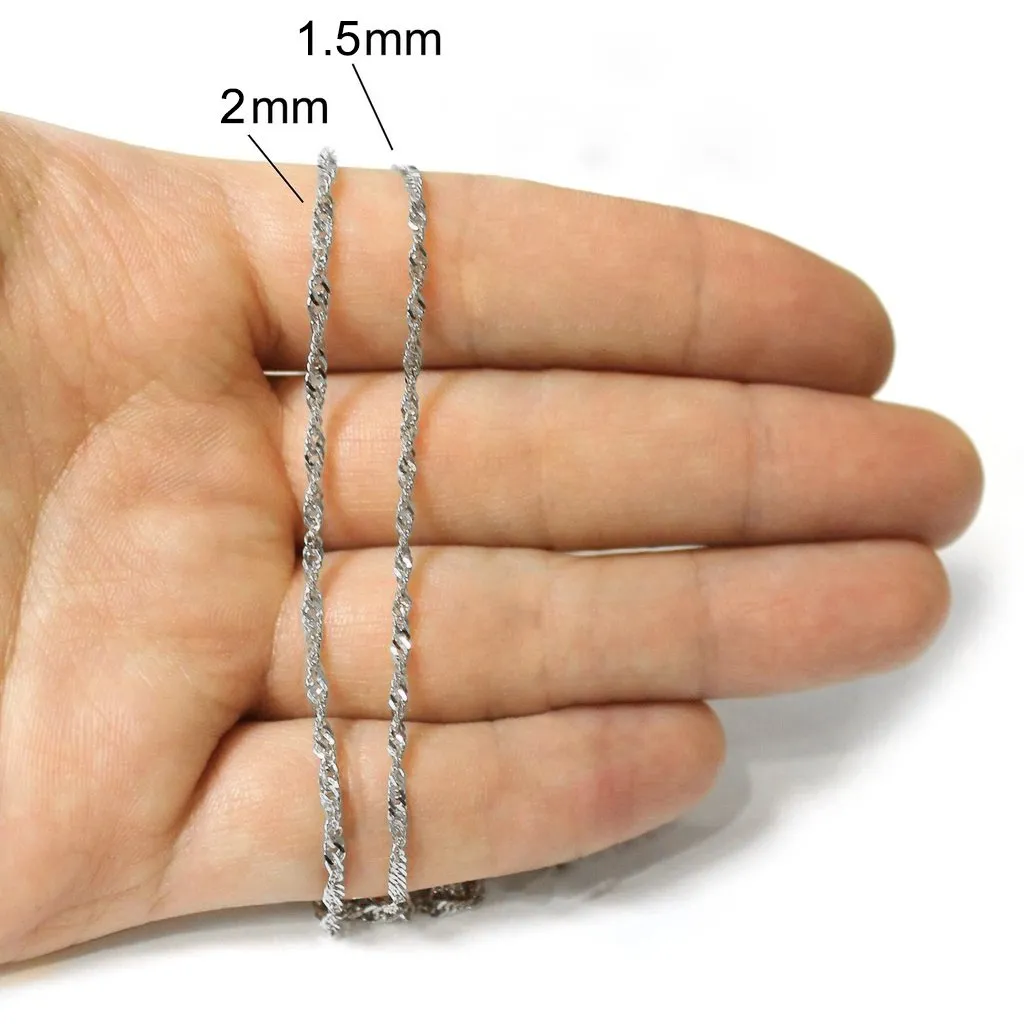 10K White Gold 1.7mm Singapore Chain