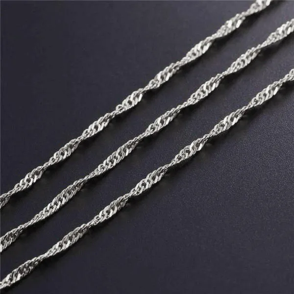 10K White Gold 1.7mm Singapore Chain