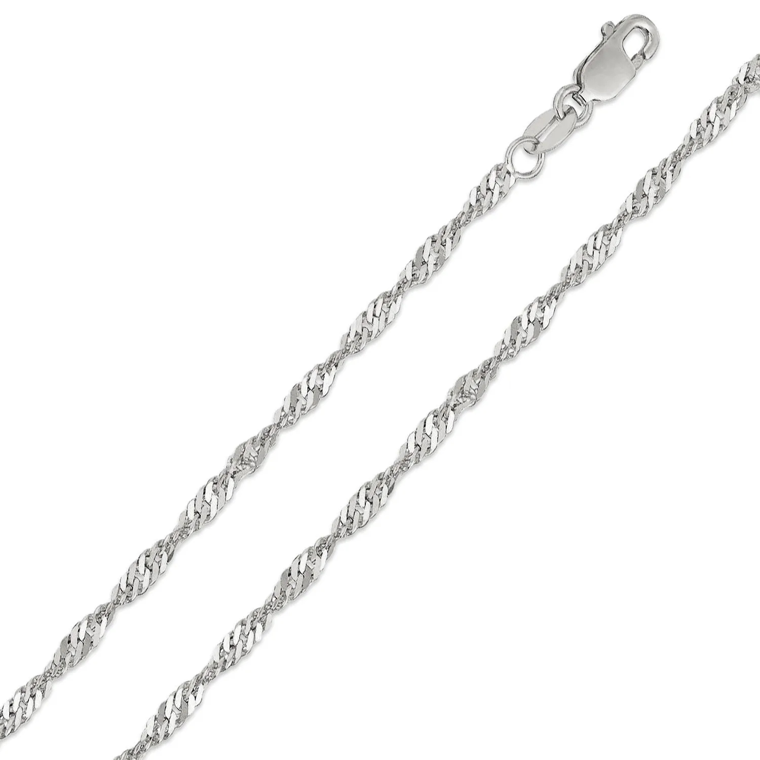 10K White Gold 1.7mm Singapore Chain