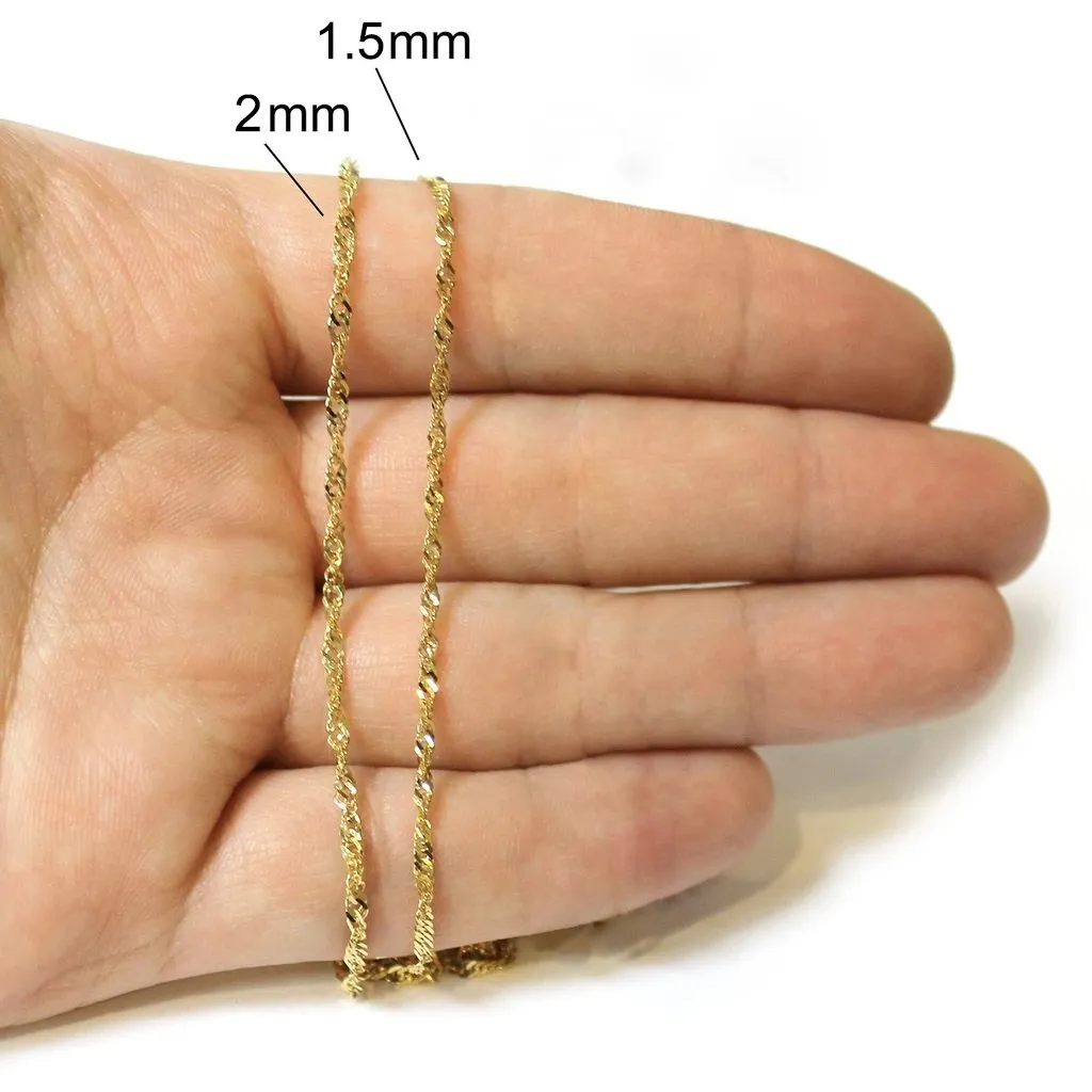 10K Yellow Gold 1.7mm Singapore Chain