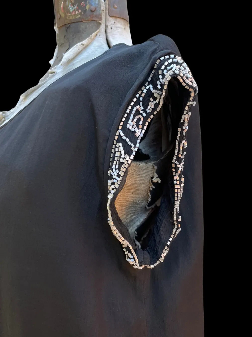 1920s Beaded Chiffon and Crepe Bow Dress