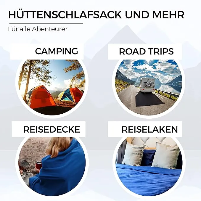 2-in-1 Sleeping Bag Liner and XL Sized Travel Sheet - All Around Zipper - 100% Cotton - Ultra Lightweight Sleep Liner for Hotel Hostel and Camping