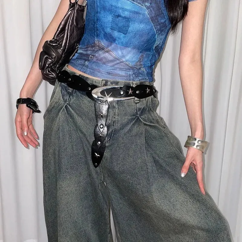 2000s Y2K Pentagram Studded Belt