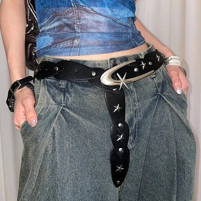2000s Y2K Pentagram Studded Belt