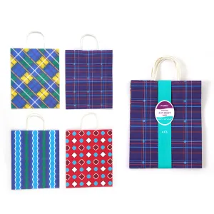 4Pk Large Printed White Kraft Bag
