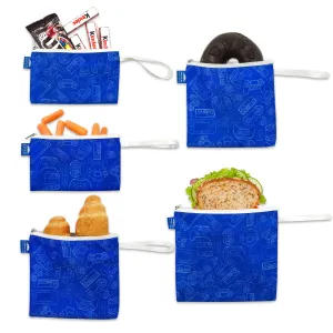 5 Dual-Layer Reusable Sandwich Bags- Gamer Blue