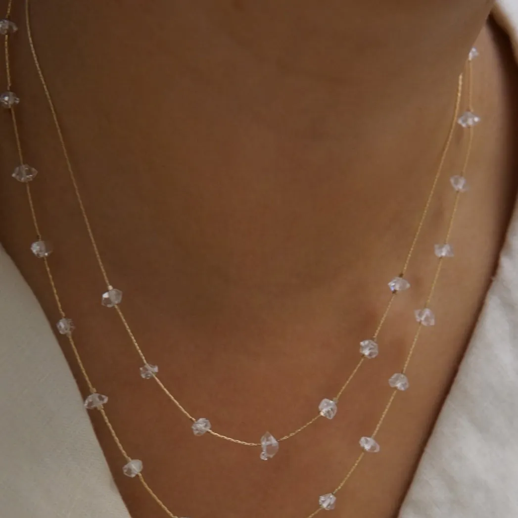 7 Spaced Herkimer Quartz Necklace