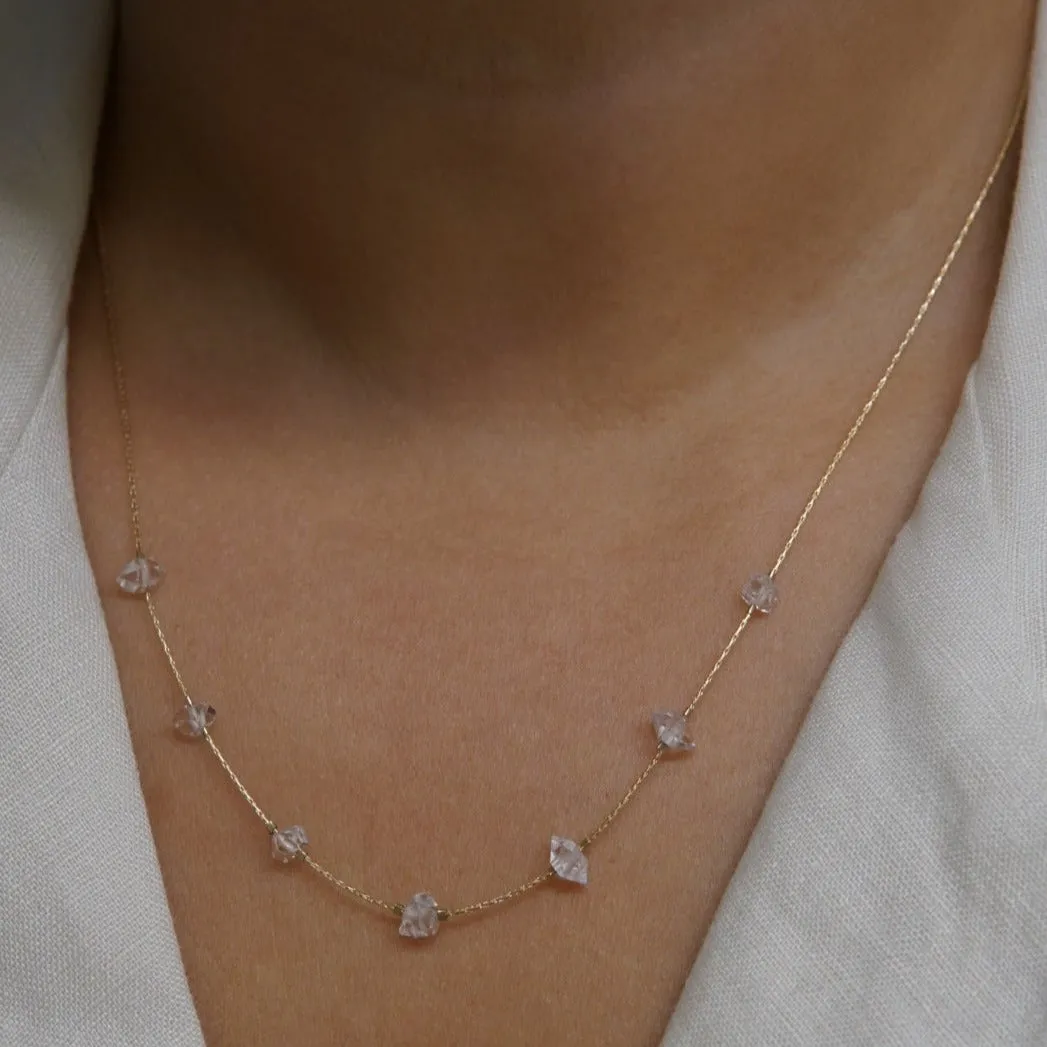 7 Spaced Herkimer Quartz Necklace