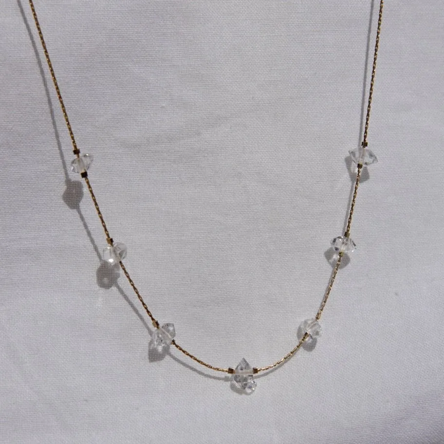 7 Spaced Herkimer Quartz Necklace