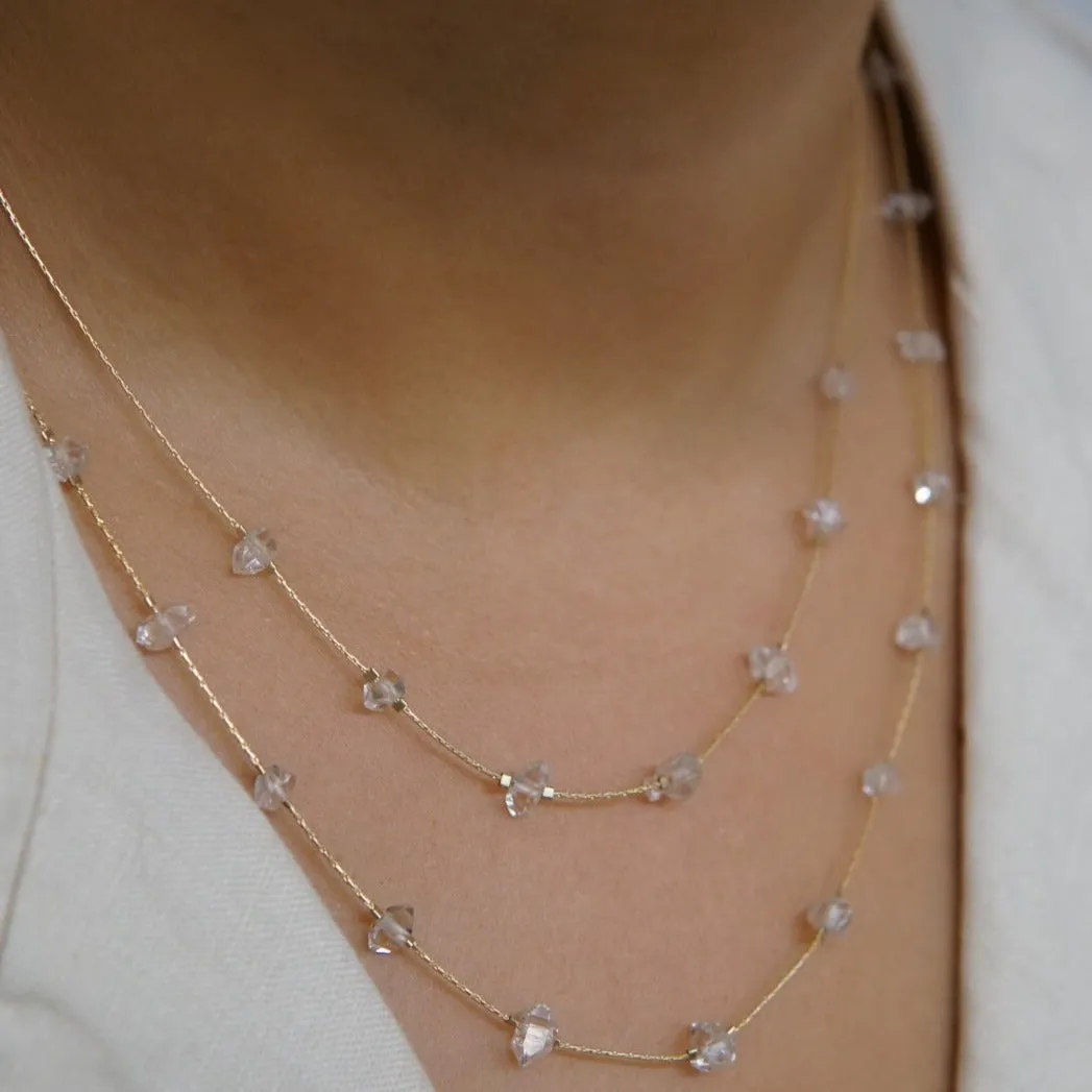 7 Spaced Herkimer Quartz Necklace