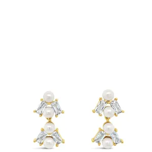 Absolute Gold Pearl Baguette Stud Earrings