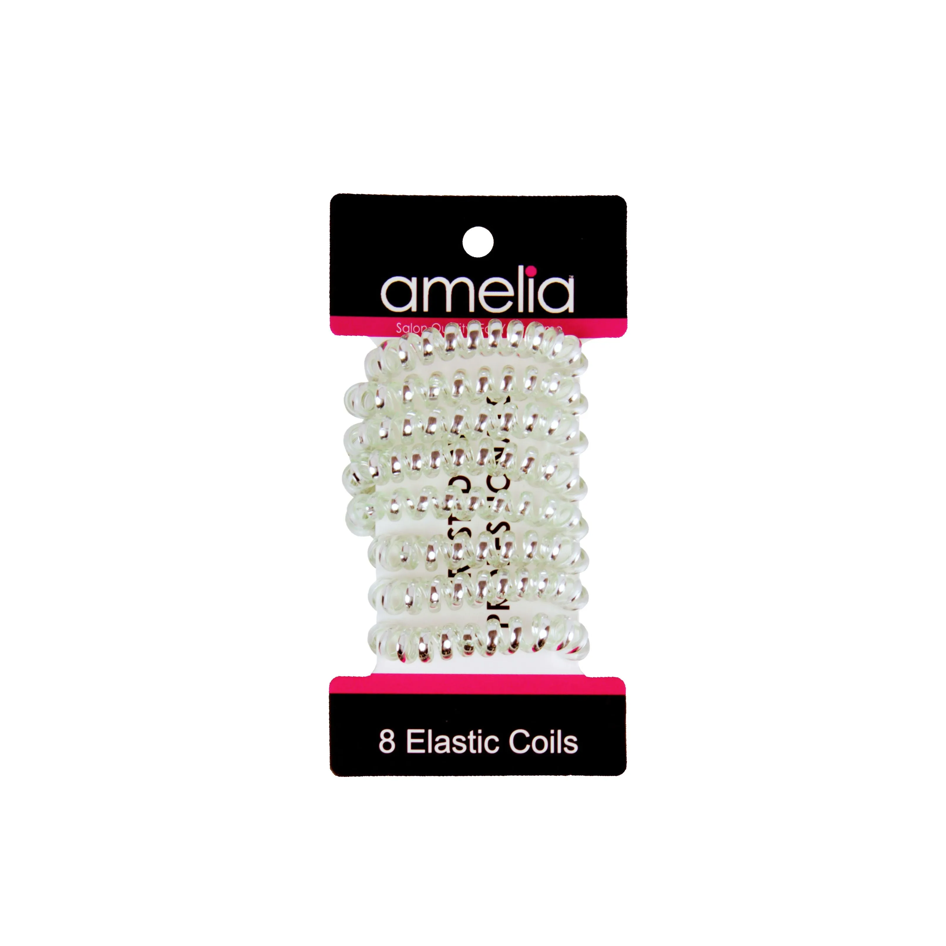 Amelia Beauty, 8 Small Shinny Elastic Hair Telephone Cord Coils, 1.5in Diameter Spiral Hair Ties, Strong Hold, Gentle on Hair, Lime Green