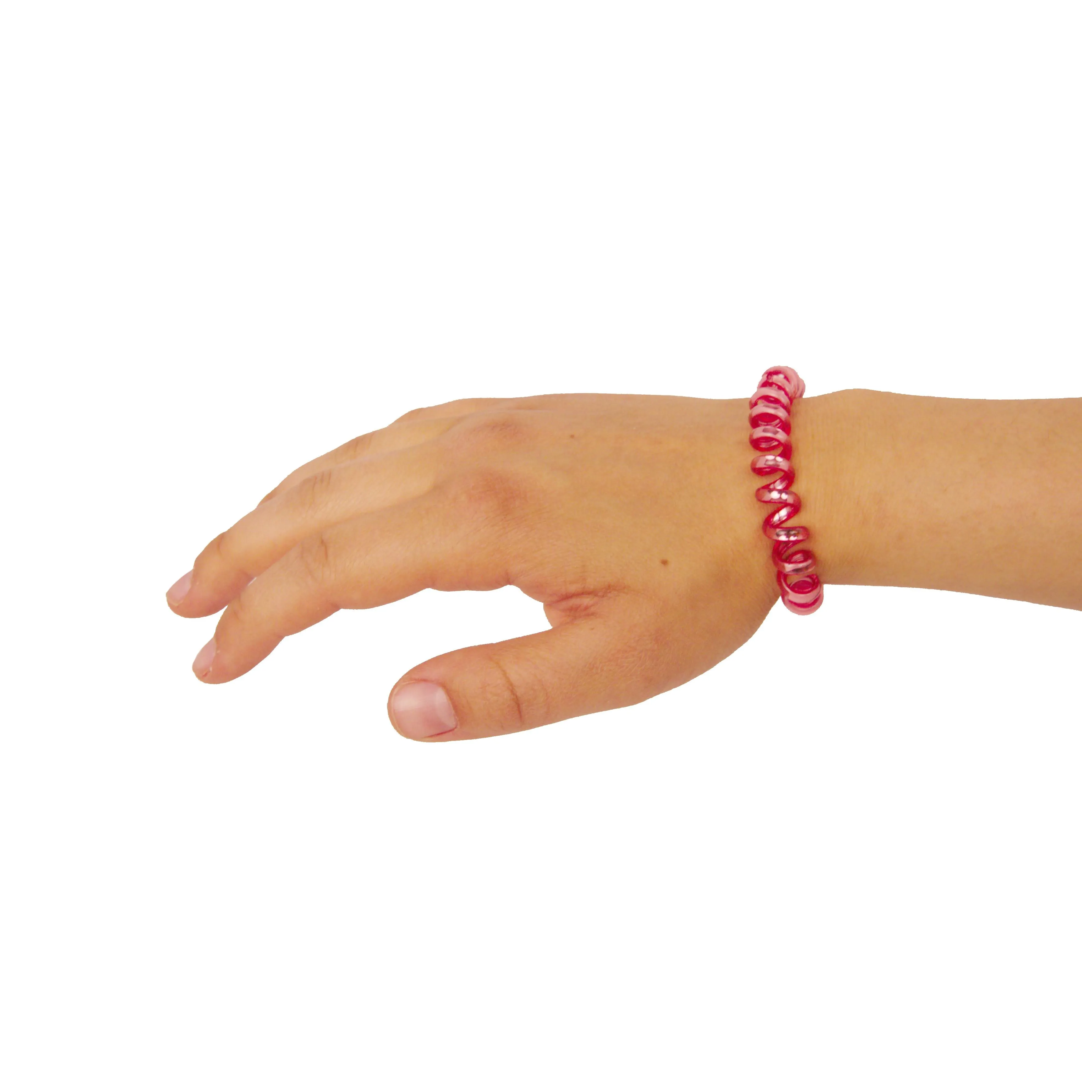 Amelia Beauty, 8 Small Shinny Elastic Hair Telephone Cord Coils, 1.5in Diameter Spiral Hair Ties, Strong Hold, Gentle on Hair, Red