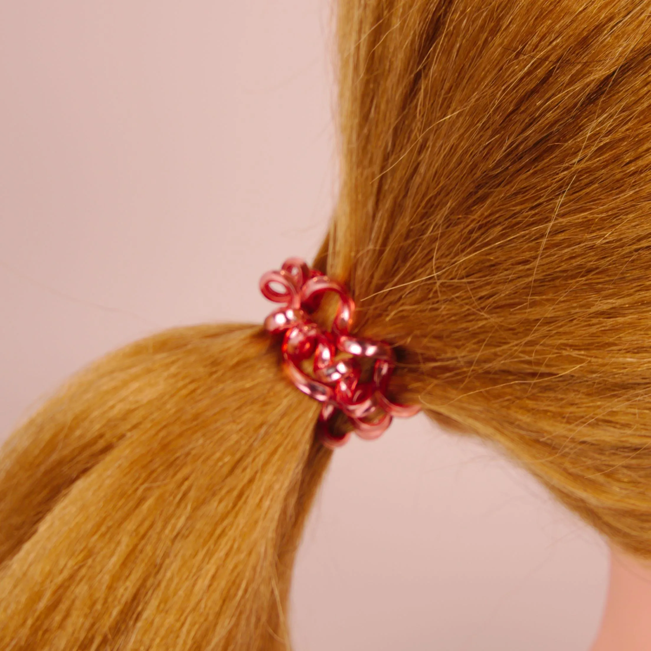 Amelia Beauty, 8 Small Shinny Elastic Hair Telephone Cord Coils, 1.5in Diameter Spiral Hair Ties, Strong Hold, Gentle on Hair, Red