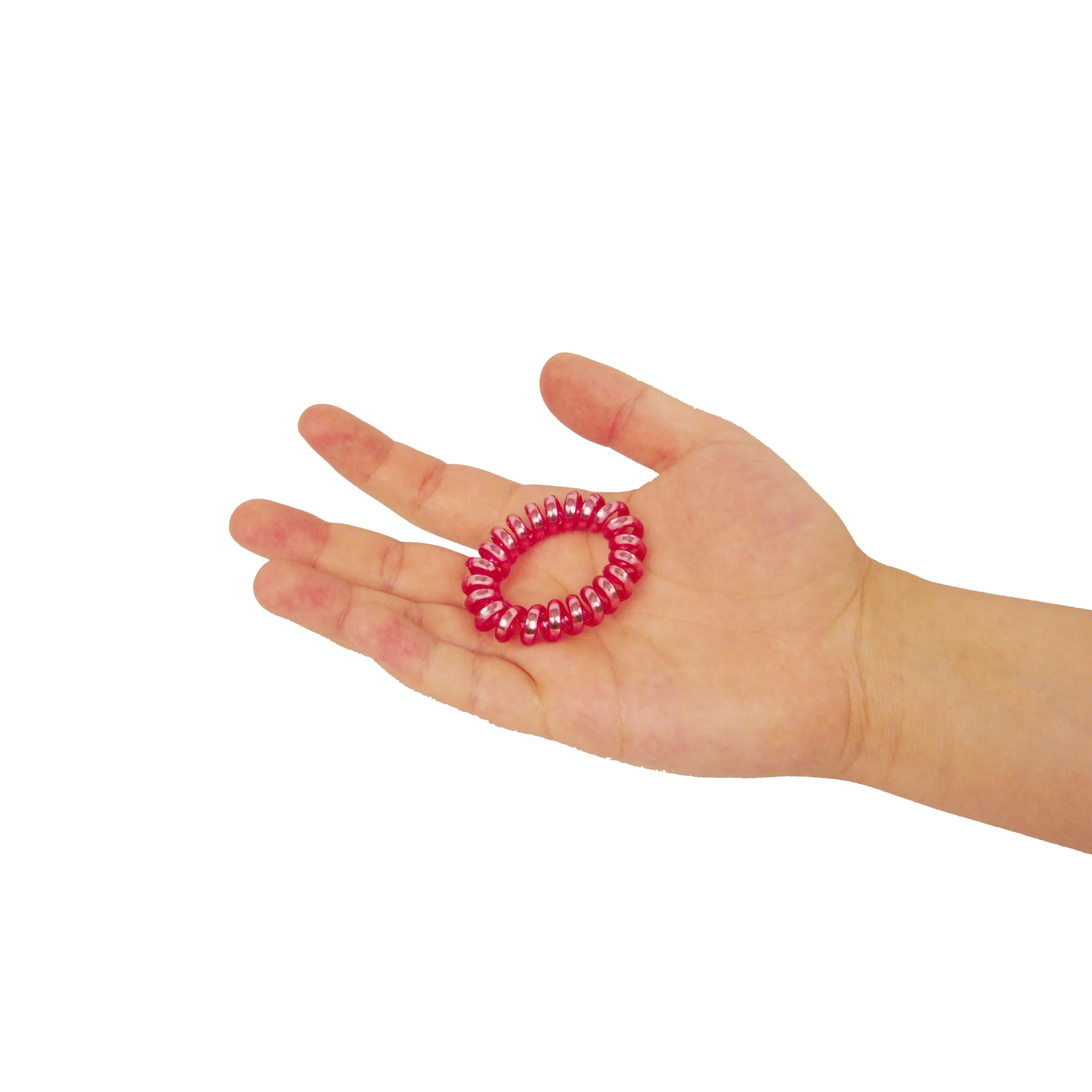 Amelia Beauty, 8 Small Shinny Elastic Hair Telephone Cord Coils, 1.5in Diameter Spiral Hair Ties, Strong Hold, Gentle on Hair, Red