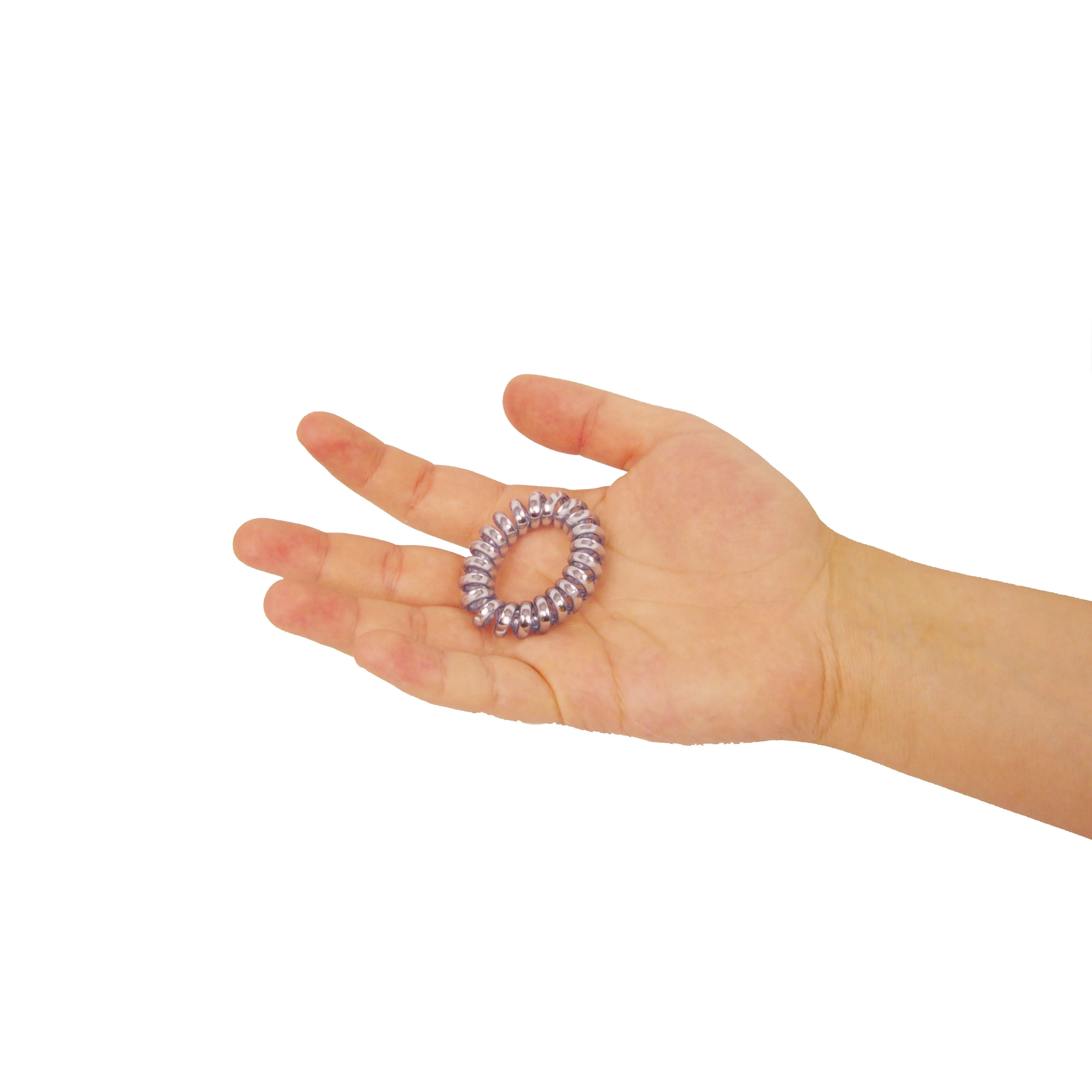 Amelia Beauty, 8 Small Shinny Elastic Hair Telephone Cord Coils, 1.5in Diameter Spiral Hair Ties, Strong Hold, Gentle on Hair, Sky Blue