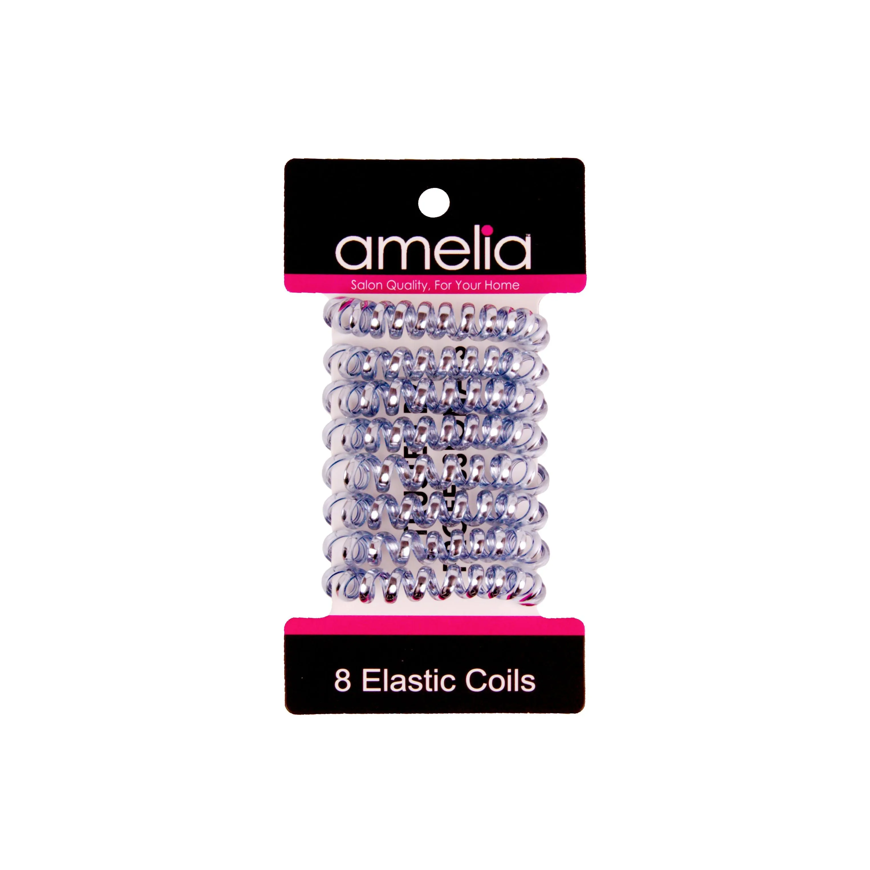 Amelia Beauty, 8 Small Shinny Elastic Hair Telephone Cord Coils, 1.5in Diameter Spiral Hair Ties, Strong Hold, Gentle on Hair, Sky Blue