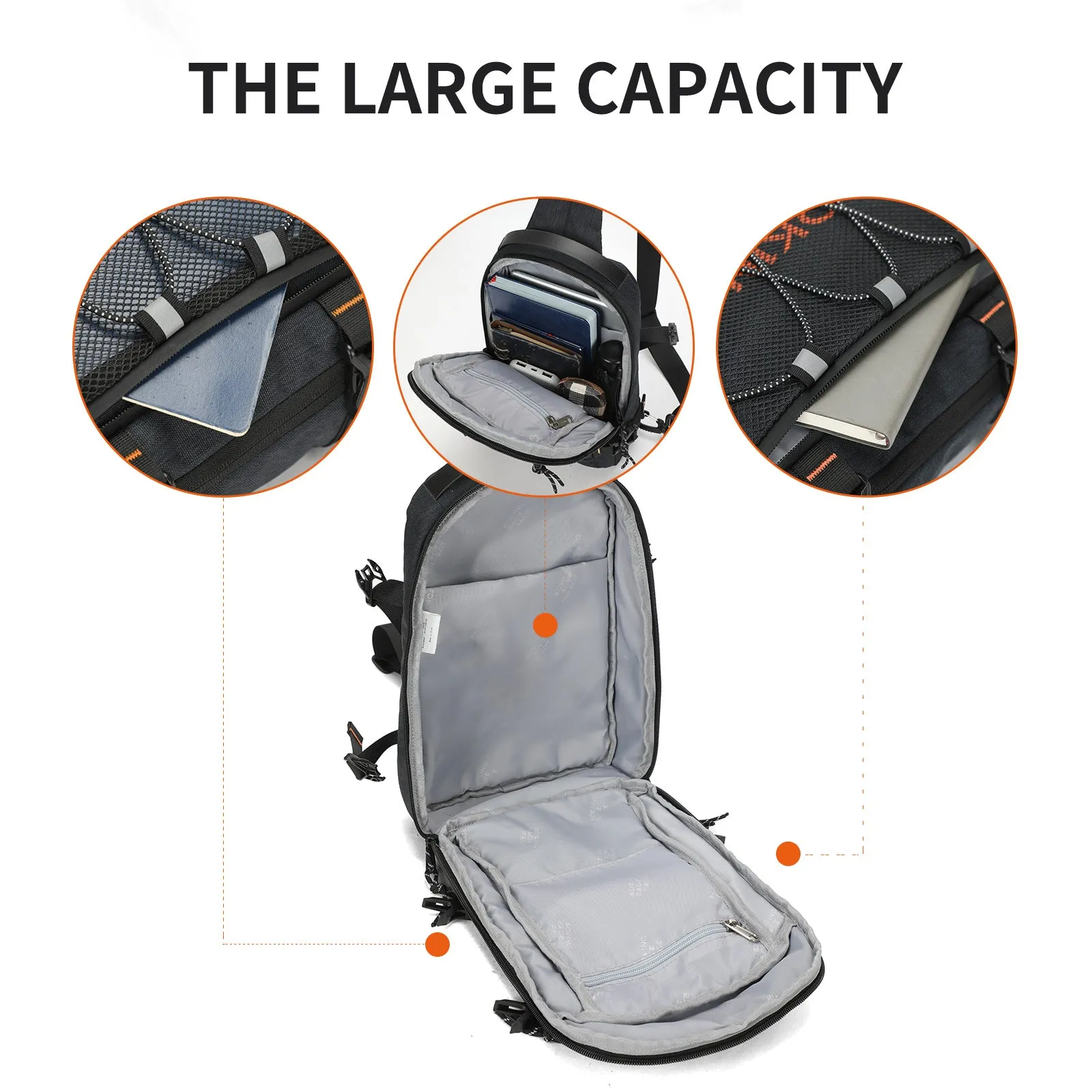 Aoking Black Fashion Men Waterproof Sling Bag SY3307