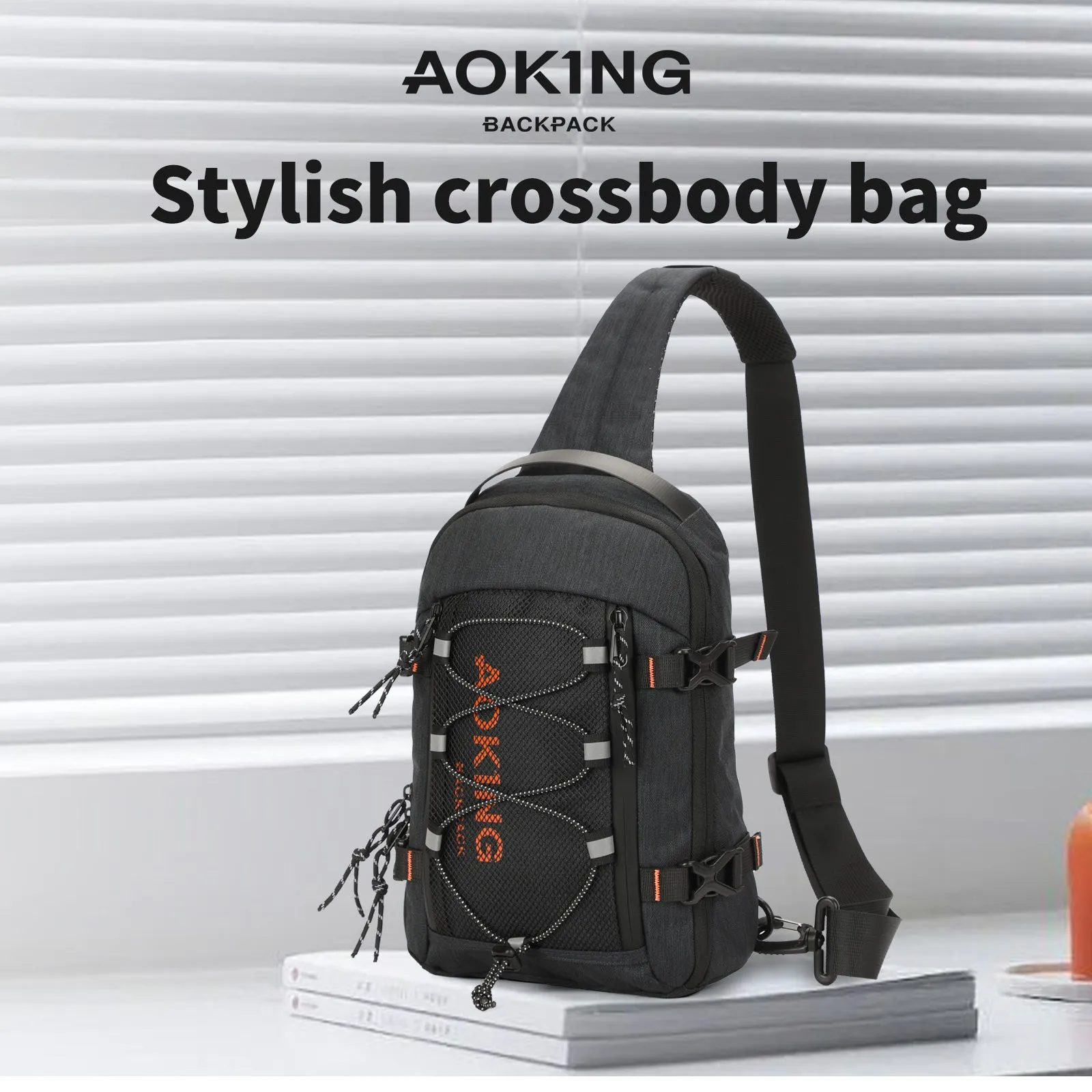 Aoking Black Fashion Men Waterproof Sling Bag SY3307
