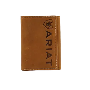 ARIAT Brown w/ Embossed Shield Tri-Fold Wallet