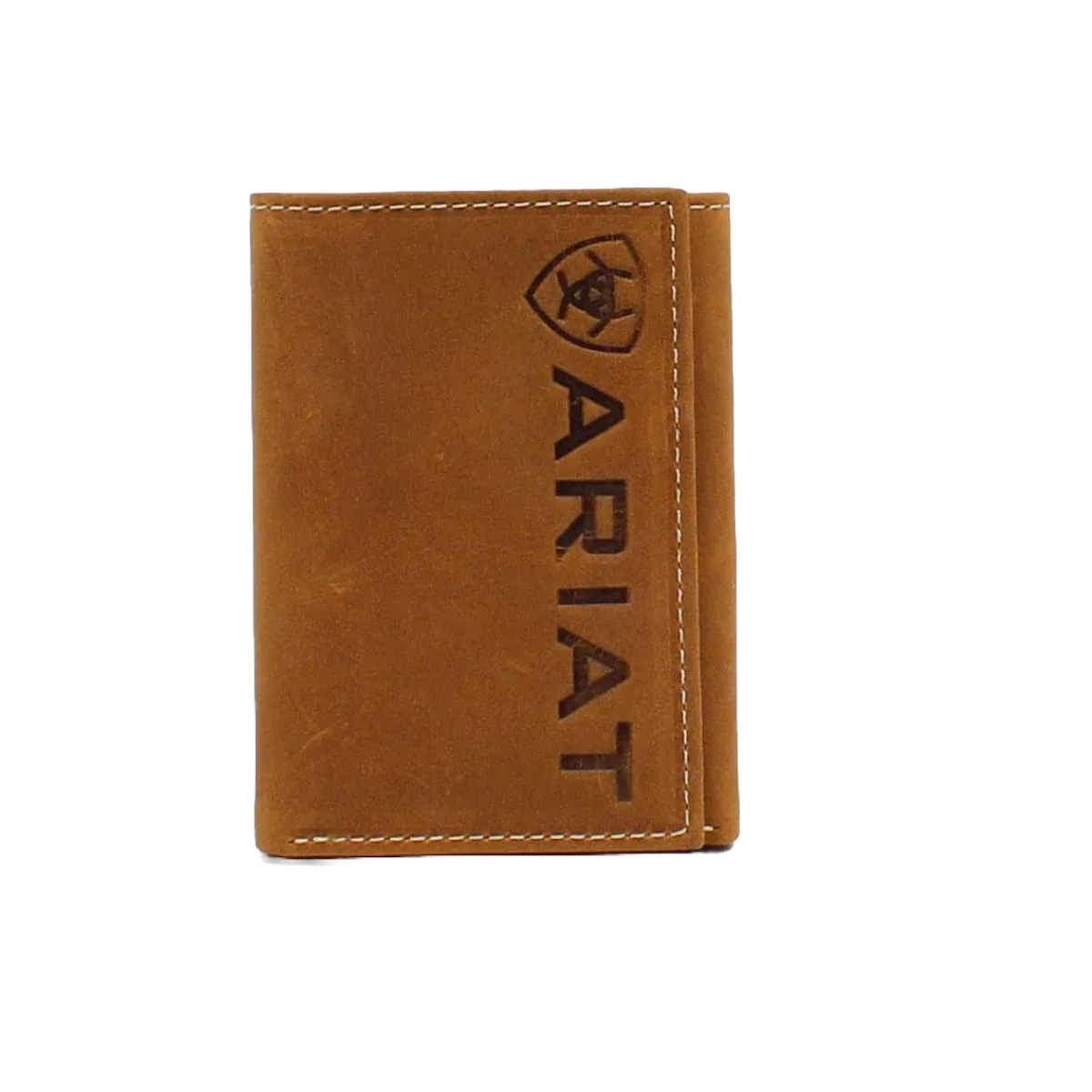 ARIAT Brown w/ Embossed Shield Tri-Fold Wallet