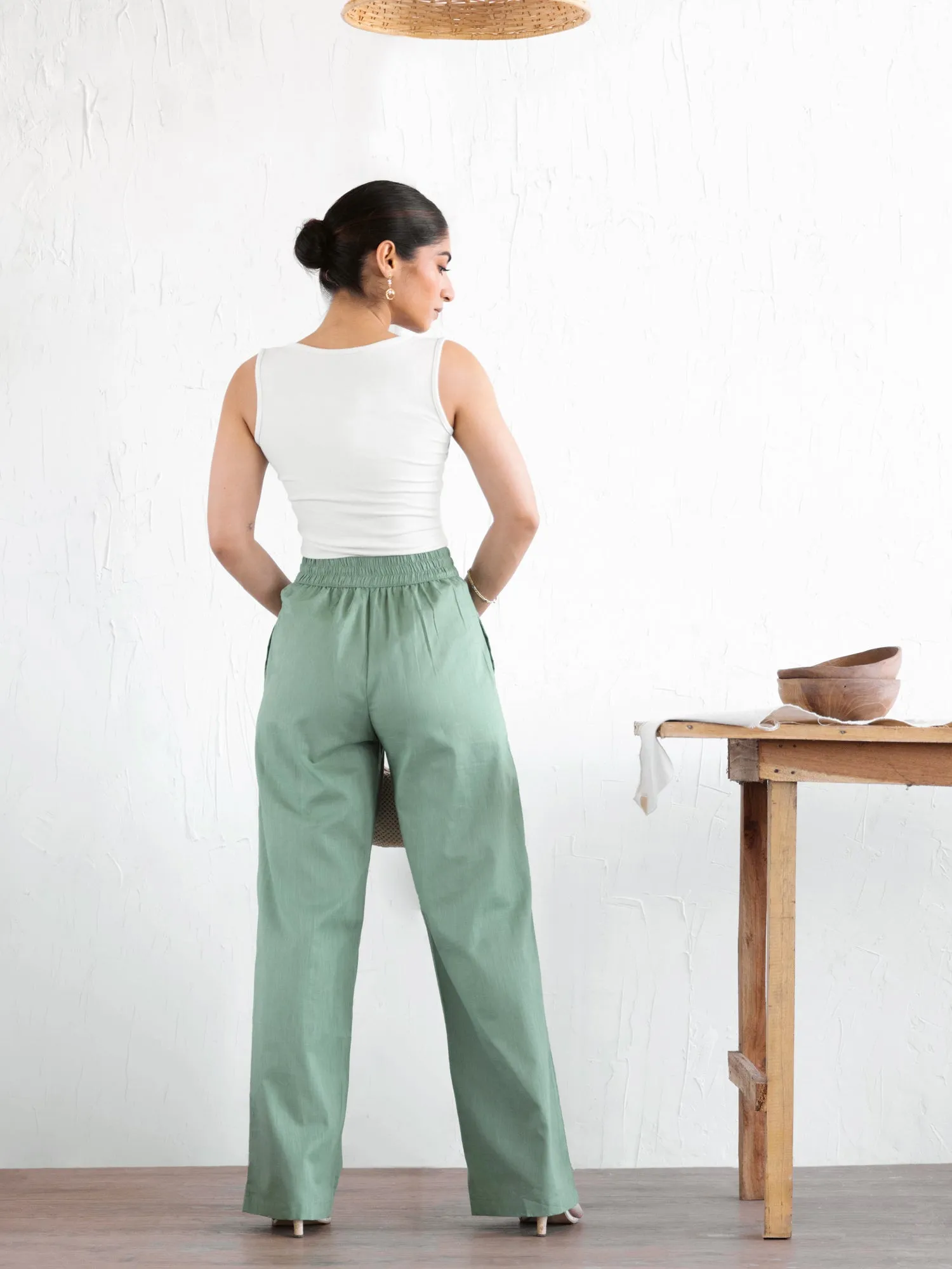 Back Elasticated High Waist Casual Pant