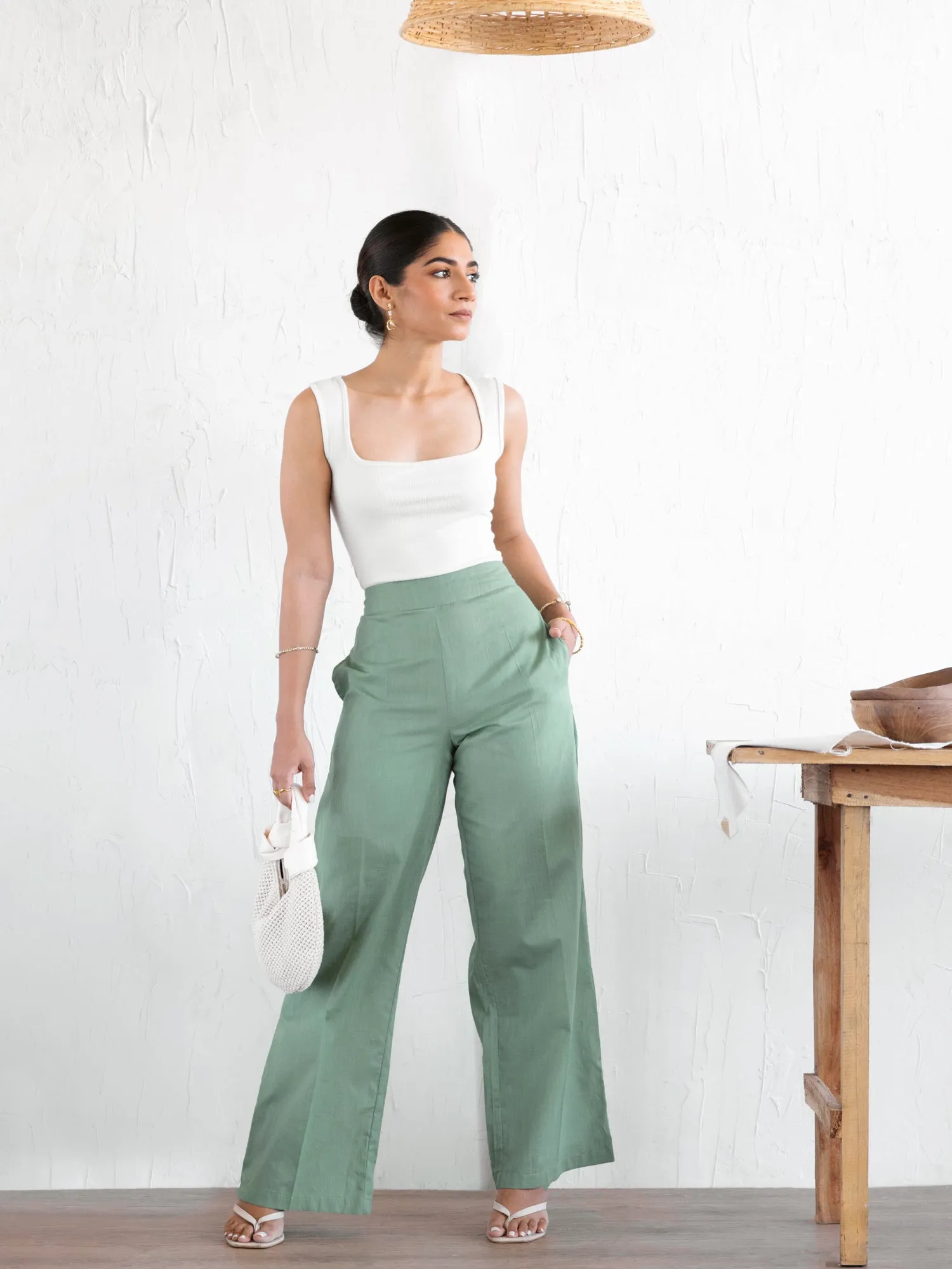 Back Elasticated High Waist Casual Pant