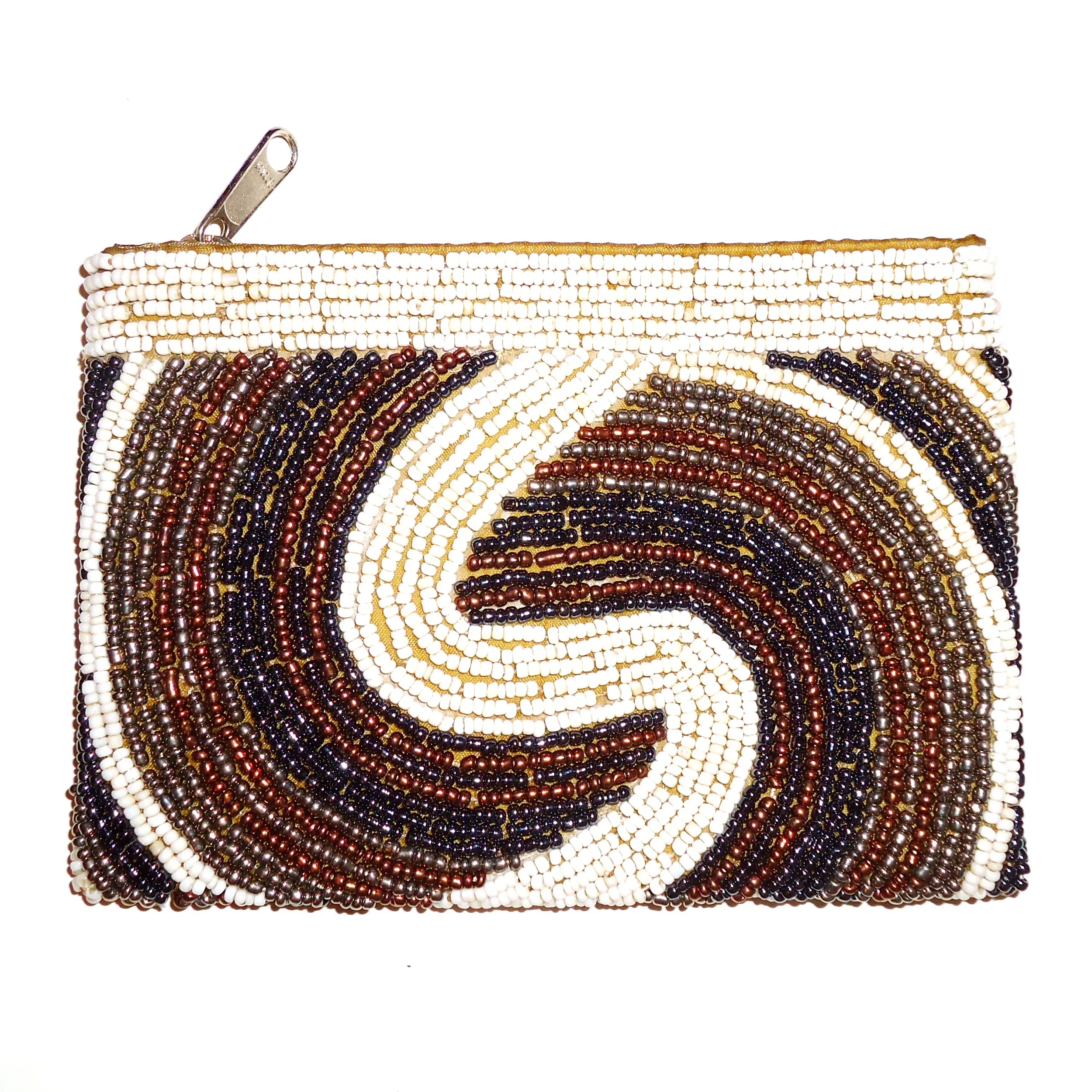 Beaded Coin Purse - Cream Swirl