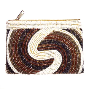 Beaded Coin Purse - Cream Swirl