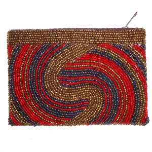 Beaded Coin Purse - Gold Swirl