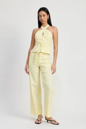 BELTED LINEN TROUSER PANT