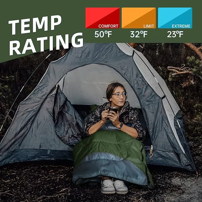 BISINNA 0 Degree Winter Sleeping Bags(480GSM) for Adults-Cold Weather Camping Sleeping Bag-Comfortable Warm Portable Sleeping Bags with Pillow Compression Sack for Backpacking Hiking Outdoor