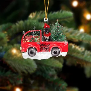 BLACK American Staffordshire Terrier-Xmas Truck-Two Sided Ornament