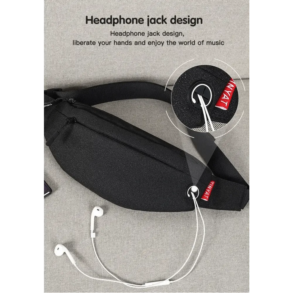 Black Crossbody Fanny Pack Simple Design Belt Bag Canvas Hands Free Travel Bag Sports Workout Durable Lightweight Fanny Packs For Festivals