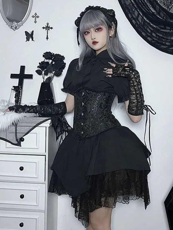 Black Gothic Lolita SK Ruffles Lace Lolita Skirts