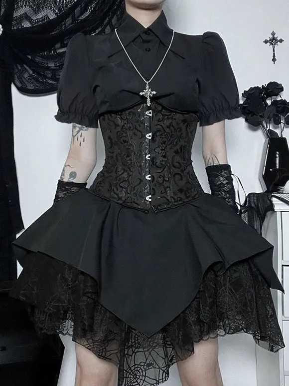 Black Gothic Lolita SK Ruffles Lace Lolita Skirts