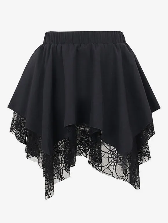 Black Gothic Lolita SK Ruffles Lace Lolita Skirts
