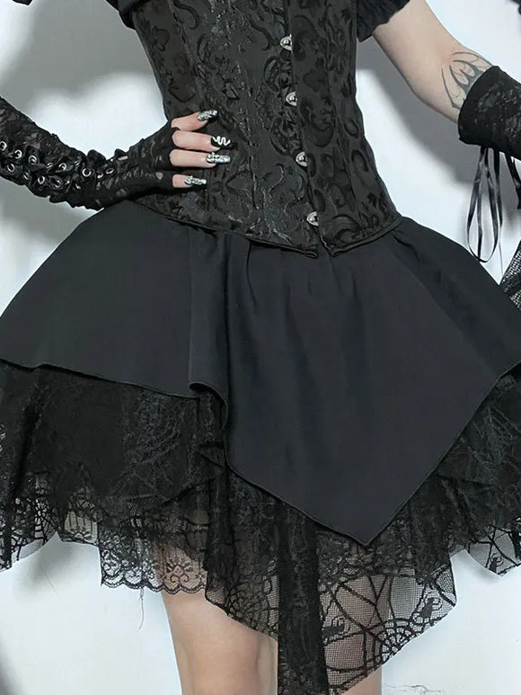 Black Gothic Lolita SK Ruffles Lace Lolita Skirts