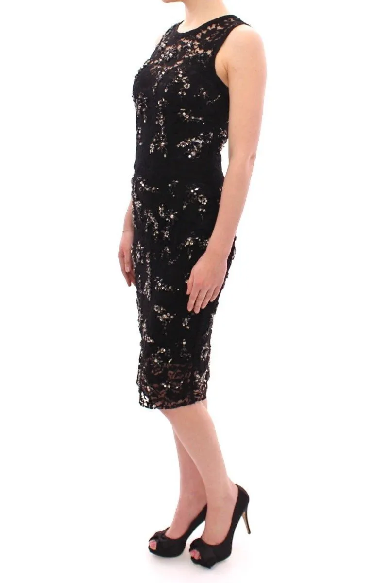 Black Sequin Dress: Sparkly dresses, black cocktail dresses, black floral lace crystal sequin dress