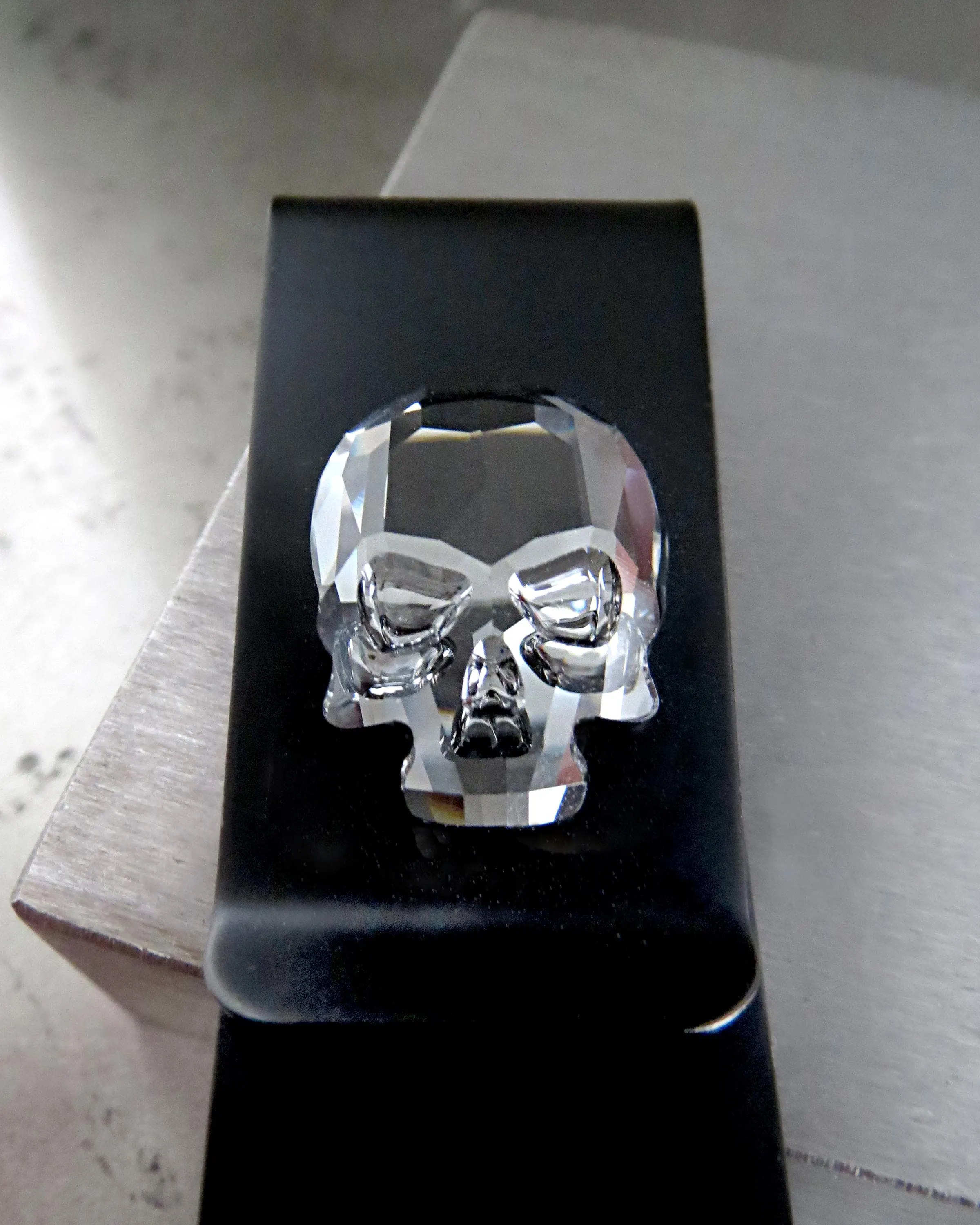 Black Skull Money Clip - Matte Black Money Clip with Skull Crystal