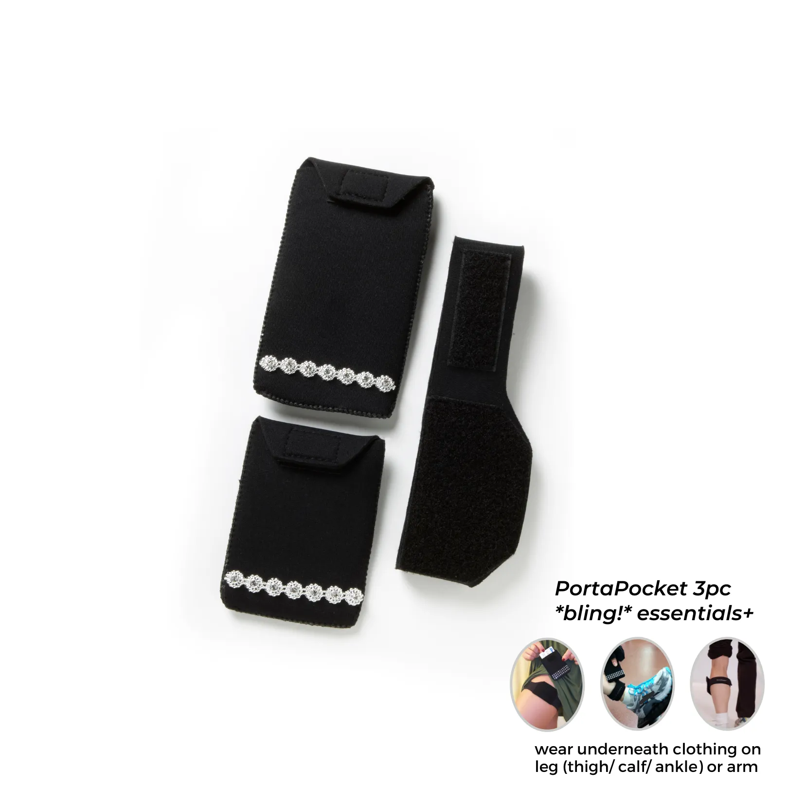 *bling!* Essentials  ~ 3-pc undercover pocket kit for ID/cards, makeup & more