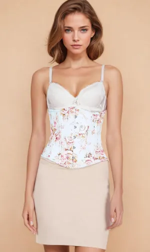 Blossom Waist Training Rose Print Cotton Corset