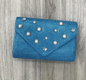 Blue Diamante Sparkly Bag