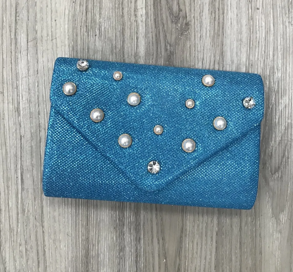Blue Diamante Sparkly Bag
