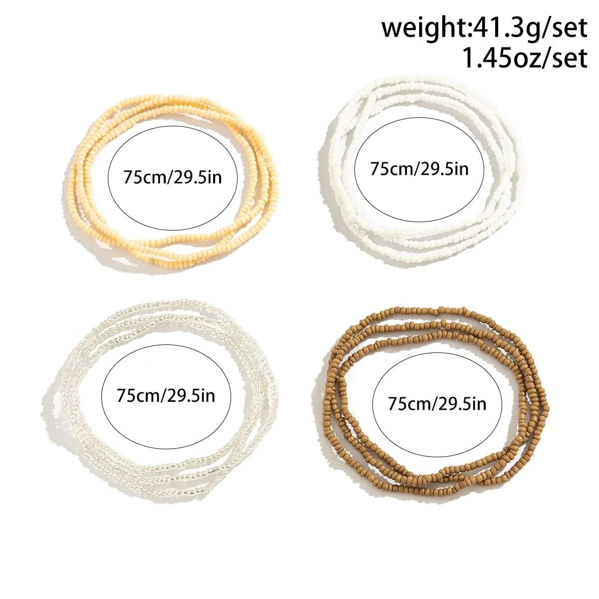 Bohemia 4Pcs Crystal Beaded Waist Chain Set