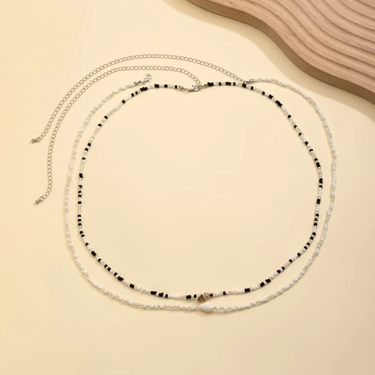 Boho Dainty 2 Pieces Crystal Beaded Conch Waist Chain Set